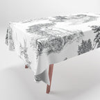 Toile de Jouy Vintage French Romantic Pastoral Black & White Tablecloth Gallery Image 1
