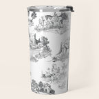 Toile de Jouy Vintage French Romantic Pastoral Black & White Travel Mug Gallery Image 2