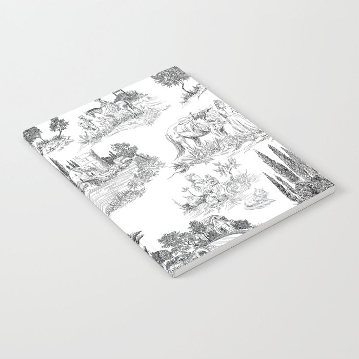 Toile de Jouy Vintage French Romantic Pastoral Black & White Notebook Gallery Image 2