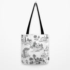 Toile de Jouy Vintage French Romantic Pastoral Black & White Tote Bag Gallery Image 2