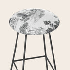 Toile de Jouy Vintage French Romantic Pastoral Black & White Stool Gallery Image 2