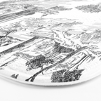 Toile de Jouy Vintage French Romantic Pastoral Black & White Bath Mat Gallery Image 3