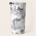 Toile de Jouy Vintage French Romantic Pastoral Black & White Travel Mug Gallery Image 3