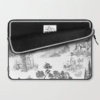 Toile de Jouy Vintage French Romantic Pastoral Black & White Laptop Sleeve Gallery Image 2