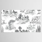 Toile de Jouy Vintage French Romantic Pastoral Black & White Tablecloth Gallery Image 2
