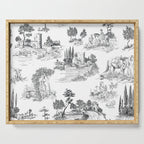 Toile de Jouy Vintage French Romantic Pastoral Black & White Serving Tray Gallery Image 1
