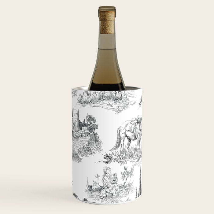 Toile de Jouy Vintage French Romantic Pastoral Black & White Wine Chiller Gallery Image 3