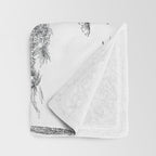 Toile de Jouy Vintage French Romantic Pastoral Black & White Throw Blanket Gallery Image 3