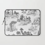 Toile de Jouy Vintage French Romantic Pastoral Black & White Laptop Sleeve Gallery Image 1