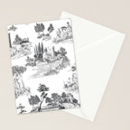 Toile de Jouy Vintage French Romantic Pastoral Black & White Stationery Card Gallery Image 2