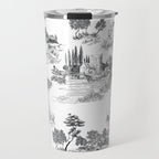 Toile de Jouy Vintage French Romantic Pastoral Black & White Travel Mug Gallery Image 1