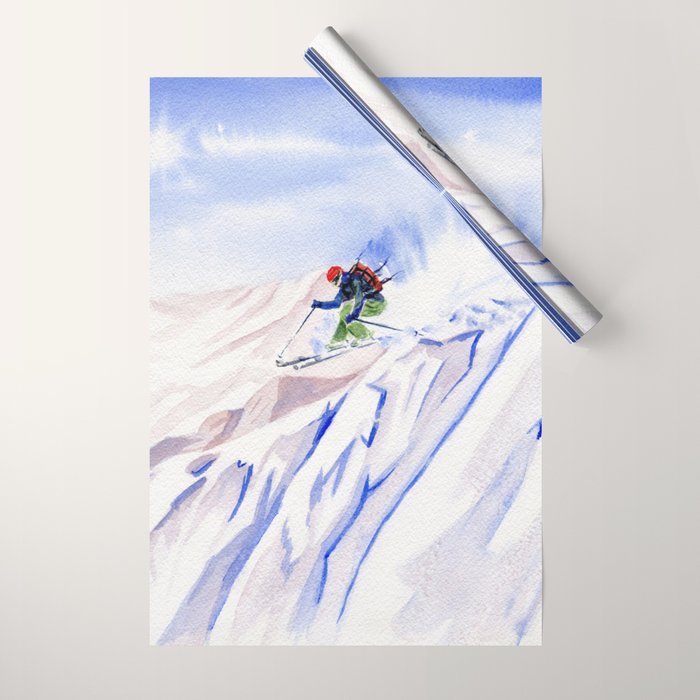 Powder Skiing Wrapping Paper Gallery Image 1