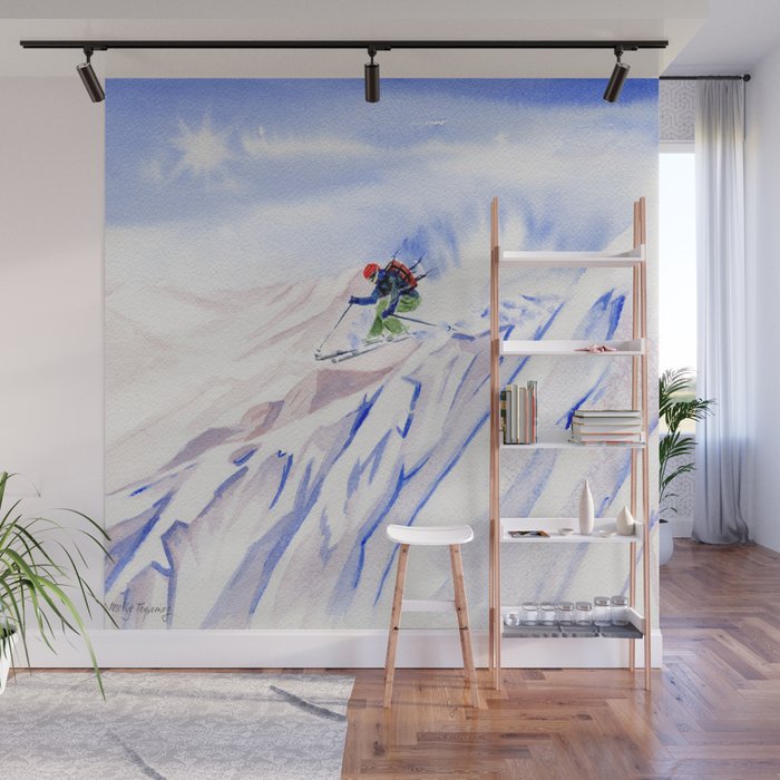 Powder Skiing Wall Mural Gallery Image 1