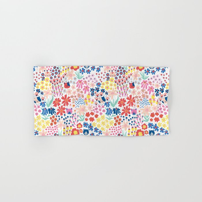 Cats Between Flowers Bath Towel Gallery Image 1