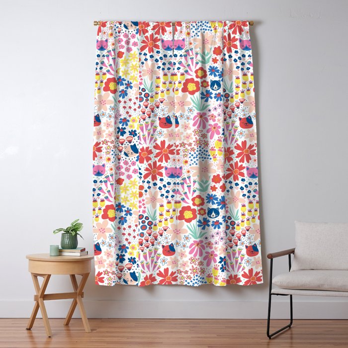 Cats Between Flowers Window Curtain Gallery Image 5