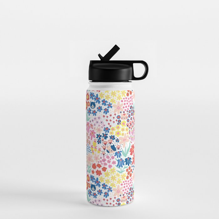 Cats Between Flowers Water Bottle Gallery Image 1