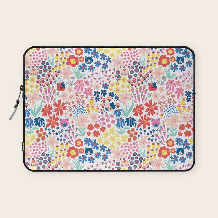 Cats Between Flowers Laptop Sleeve Gallery Image 1