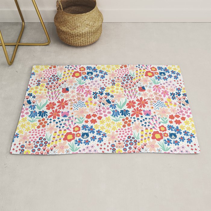 Cats Between Flowers Rug Gallery Image 1