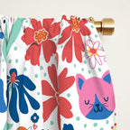 Cats Between Flowers Window Curtain Gallery Image 2