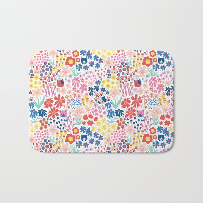 Cats Between Flowers Bath Mat Gallery Image 1