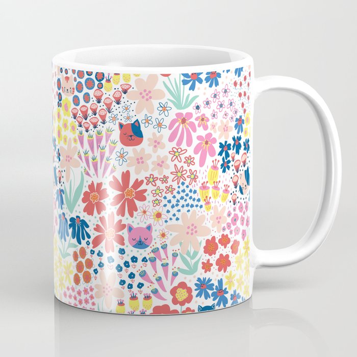 Cats Between Flowers Coffee Mug Gallery Image 1