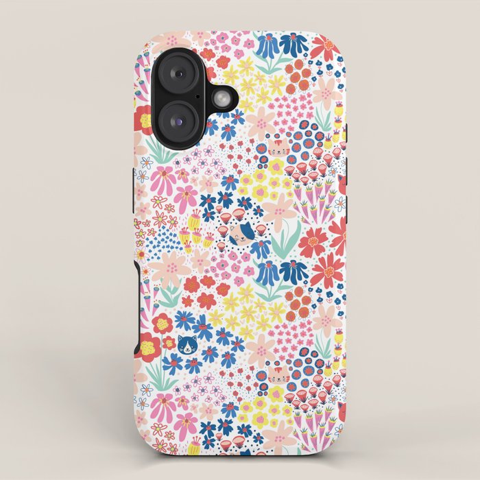 Cats Between Flowers iPhone Case Gallery Image 1