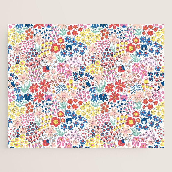 Cats Between Flowers Jigsaw Puzzle Gallery Image 1