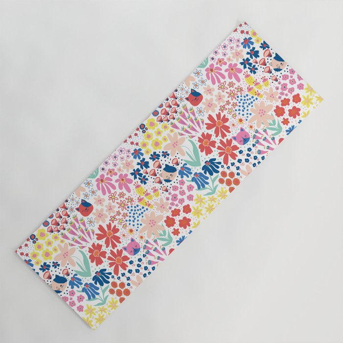 Cats Between Flowers Yoga Mat Gallery Image 1