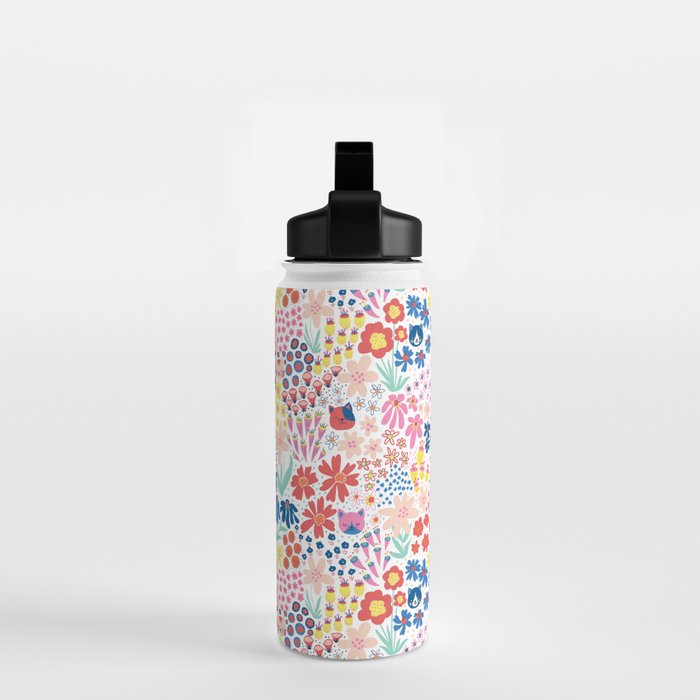 Cats Between Flowers Water Bottle Gallery Image 2