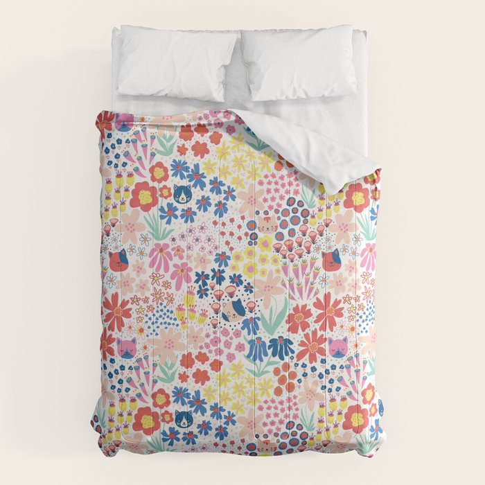 Cats Between Flowers Comforter Gallery Image 1