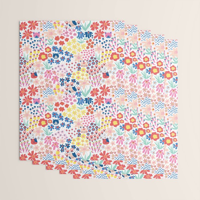 Cats Between Flowers Wrapping Paper Gallery Image 3