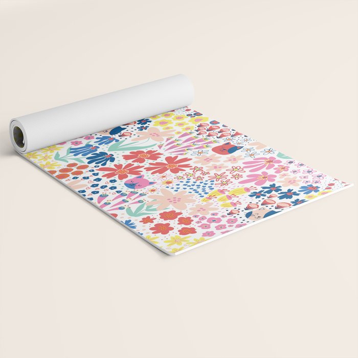 Cats Between Flowers Yoga Mat Gallery Image 2