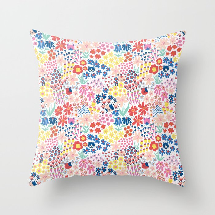 Cats Between Flowers Throw Pillow Gallery Image 6