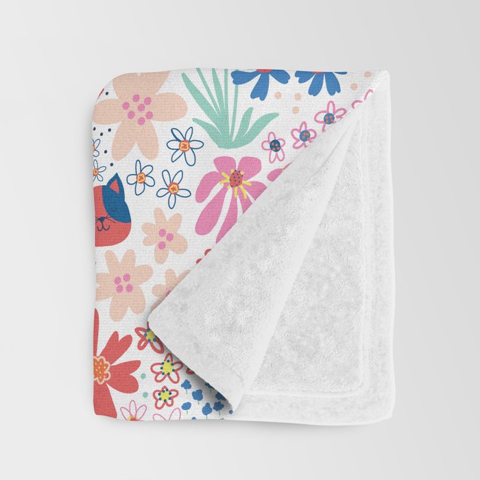 Cats Between Flowers Throw Blanket Gallery Image 3