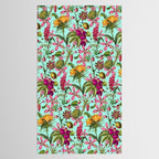 Tropical Bloom Serenade Exotic Floral Pattern Vintage Botanical Vibes Turquoise Tablecloth Gallery Image 2