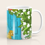 Cheetah Villa Architecture, Tropical Greece Jungle Animals, Botanical White Building & Boho Leopard Coffee Mug Gallery Image 1
