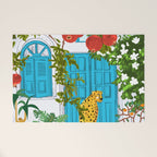 Cheetah Villa Architecture, Tropical Greece Jungle Animals, Botanical White Building & Boho Leopard Welcome Mat Gallery Image 1