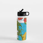 Cheetah Villa Architecture, Tropical Greece Jungle Animals, Botanical White Building & Boho Leopard Water Bottle Gallery Image 1