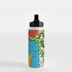 Cheetah Villa Architecture, Tropical Greece Jungle Animals, Botanical White Building & Boho Leopard Water Bottle Gallery Image 2