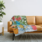 Cheetah Villa Architecture, Tropical Greece Jungle Animals, Botanical White Building & Boho Leopard Throw Blanket Gallery Image 1