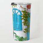 Cheetah Villa Architecture, Tropical Greece Jungle Animals, Botanical White Building & Boho Leopard Travel Mug Gallery Image 3