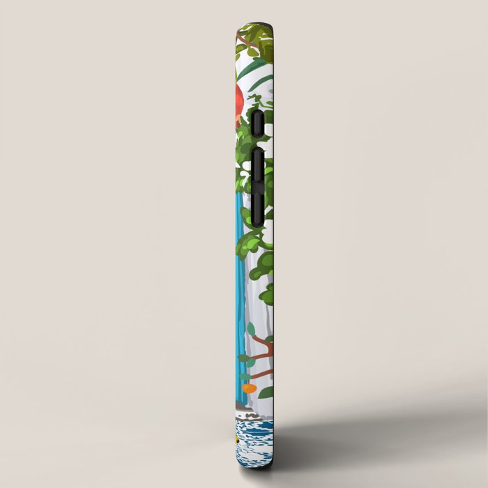 Cheetah Villa Architecture, Tropical Greece Jungle Animals, Botanical White Building & Boho Leopard iPhone Case Gallery Image 2