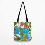 Cheetah Villa Architecture, Tropical Greece Jungle Animals, Botanical White Building & Boho Leopard Tote Bag Gallery Image 2