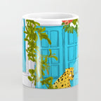 Cheetah Villa Architecture, Tropical Greece Jungle Animals, Botanical White Building & Boho Leopard Coffee Mug Gallery Image 4
