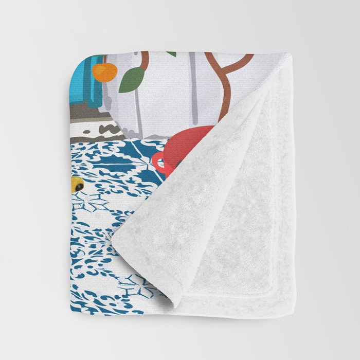 Cheetah Villa Architecture, Tropical Greece Jungle Animals, Botanical White Building & Boho Leopard Throw Blanket Gallery Image 3