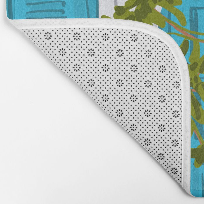 Cheetah Villa Architecture, Tropical Greece Jungle Animals, Botanical White Building & Boho Leopard Bath Mat Gallery Image 2
