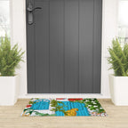 Cheetah Villa Architecture, Tropical Greece Jungle Animals, Botanical White Building & Boho Leopard Welcome Mat Gallery Image 3