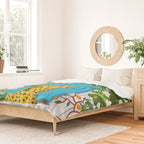 Cheetah Villa Architecture, Tropical Greece Jungle Animals, Botanical White Building & Boho Leopard Duvet Cover Gallery Image 2