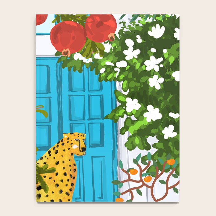 Cheetah Villa Architecture, Tropical Greece Jungle Animals, Botanical White Building & Boho Leopard Notebook Gallery Image 4