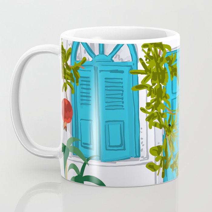 Cheetah Villa Architecture, Tropical Greece Jungle Animals, Botanical White Building & Boho Leopard Coffee Mug Gallery Image 3